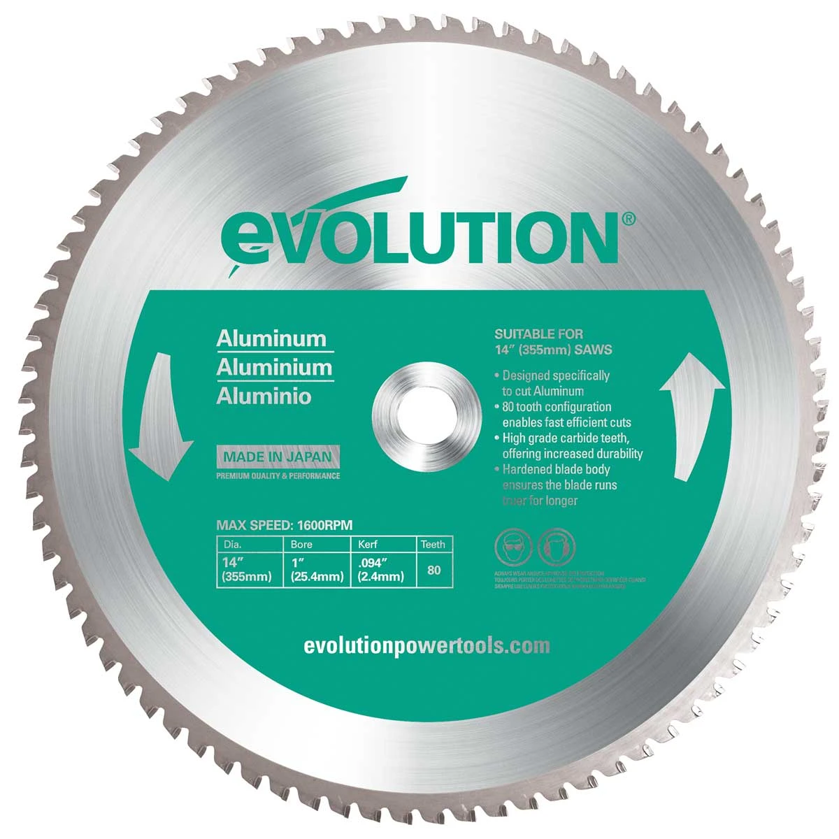 Evolution 14-in 80-Tooth Tungsten Carbide-tipped Steel Chop Saw Blade | BigEasyMart.com