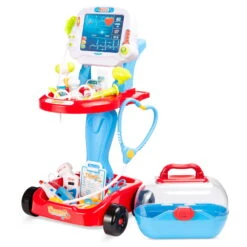 Best Choice Products Play Doctor Kit For Kids, Pretend Medical Station Set With Carrying Case, Mobile Cart | BigEasyMart.com
