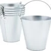 Juvale Galvanized Metal Ice Bucket Pails, 7 Inch, 6 Pack, Silver