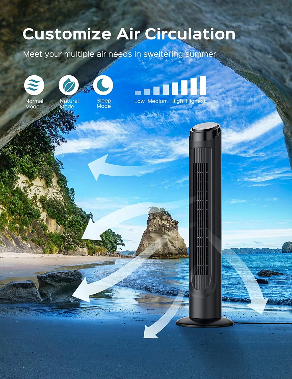 Dreo Cruiser Pro Tower Fan 90° Oscillating Fans With Remote | BigEasyMart.com - Image 2