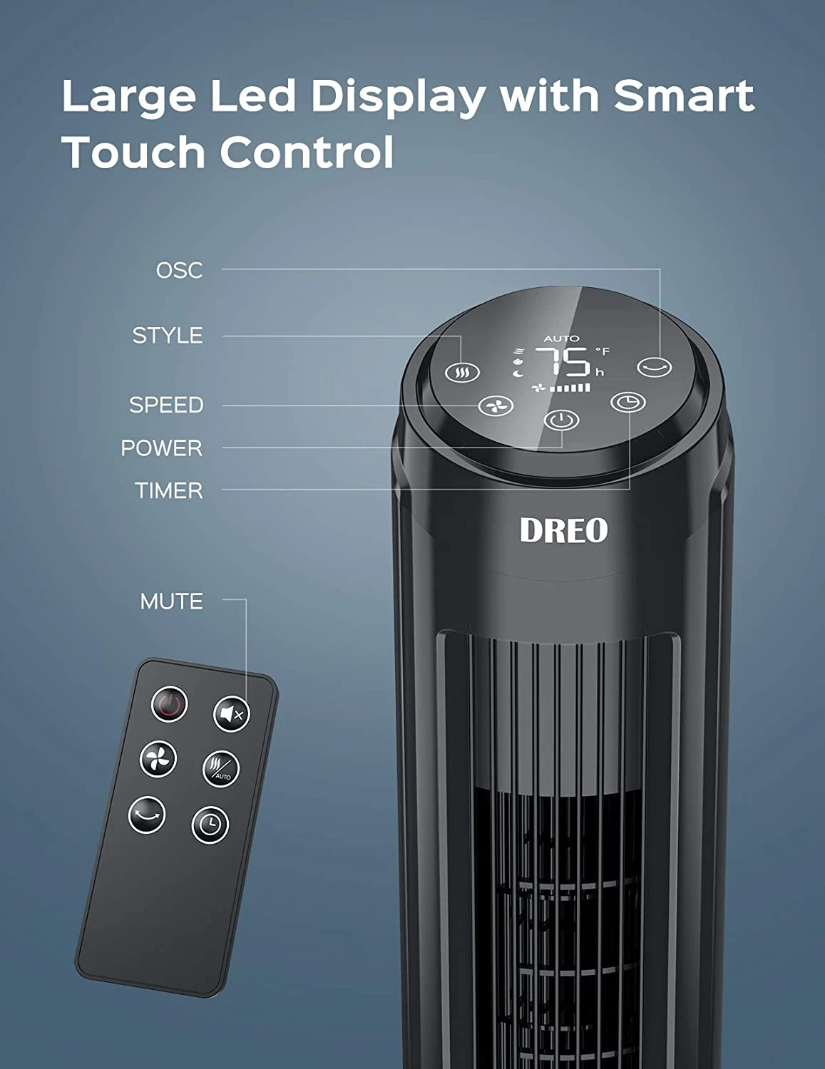 Dreo Cruiser Pro Tower Fan 90° Oscillating Fans With Remote | BigEasyMart.com - Image 5