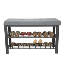 Simplify Modern Black Storage Bench With Storage 32-in X 12.6-in X 18-in | BigEasyMart.com