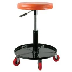 Black Bull Adjustable Roller Seat Red | Thick Foam Padded | 5 Swivel Casters | Supports Up To 300 Lb | Creepers & Work Seats | BigEasyMart.com