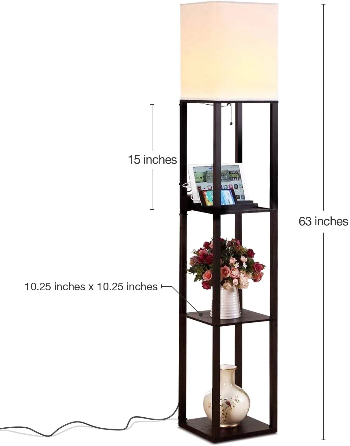 Brightech 63-in Classic Black Shelf Floor Lamp | BigEasyMart.com - Image 2