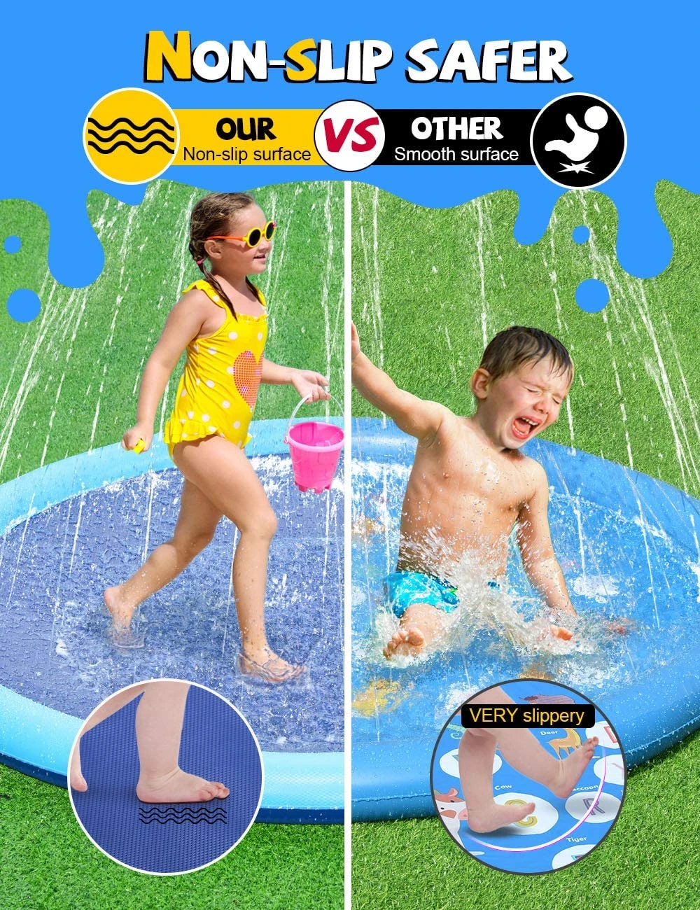 VISTOP Non-Slip Splash Pad For Kids And Dog, Thicken Sprinkler Pool Summer Outdoor Water Toys | BigEasyMart.com - Image 2