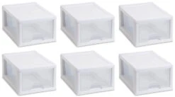 Sterilite Small Box Modular Stacking Storage Drawer Container Closet (6 Pack) | BigEasyMart.com
