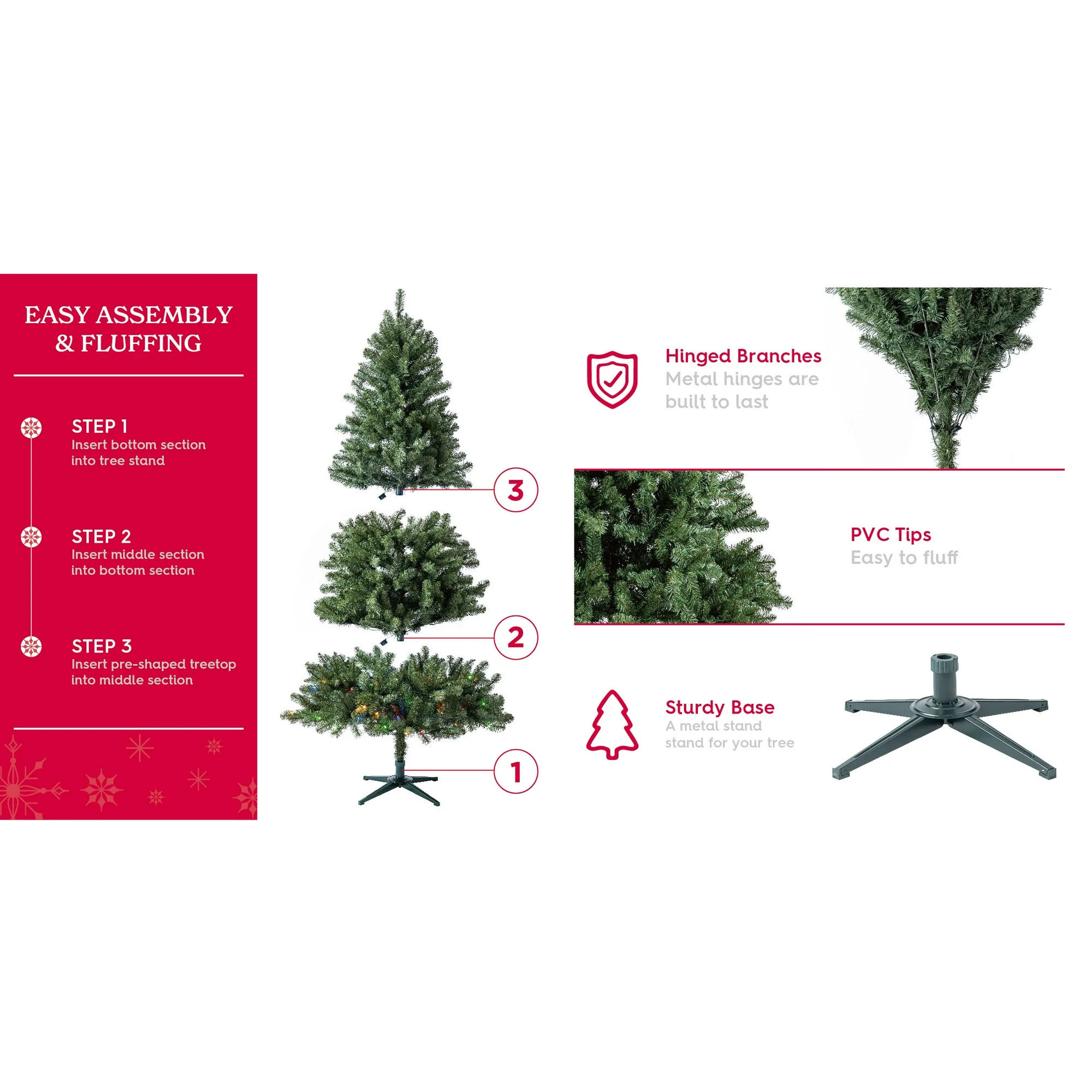 Holiday Time 7β Pre-Lit Duncan Fir Artificial Christmas Tree, Color-Changing LED Lights With Quick Set, By Holiday Time | BigEasyMart.com - Image 2