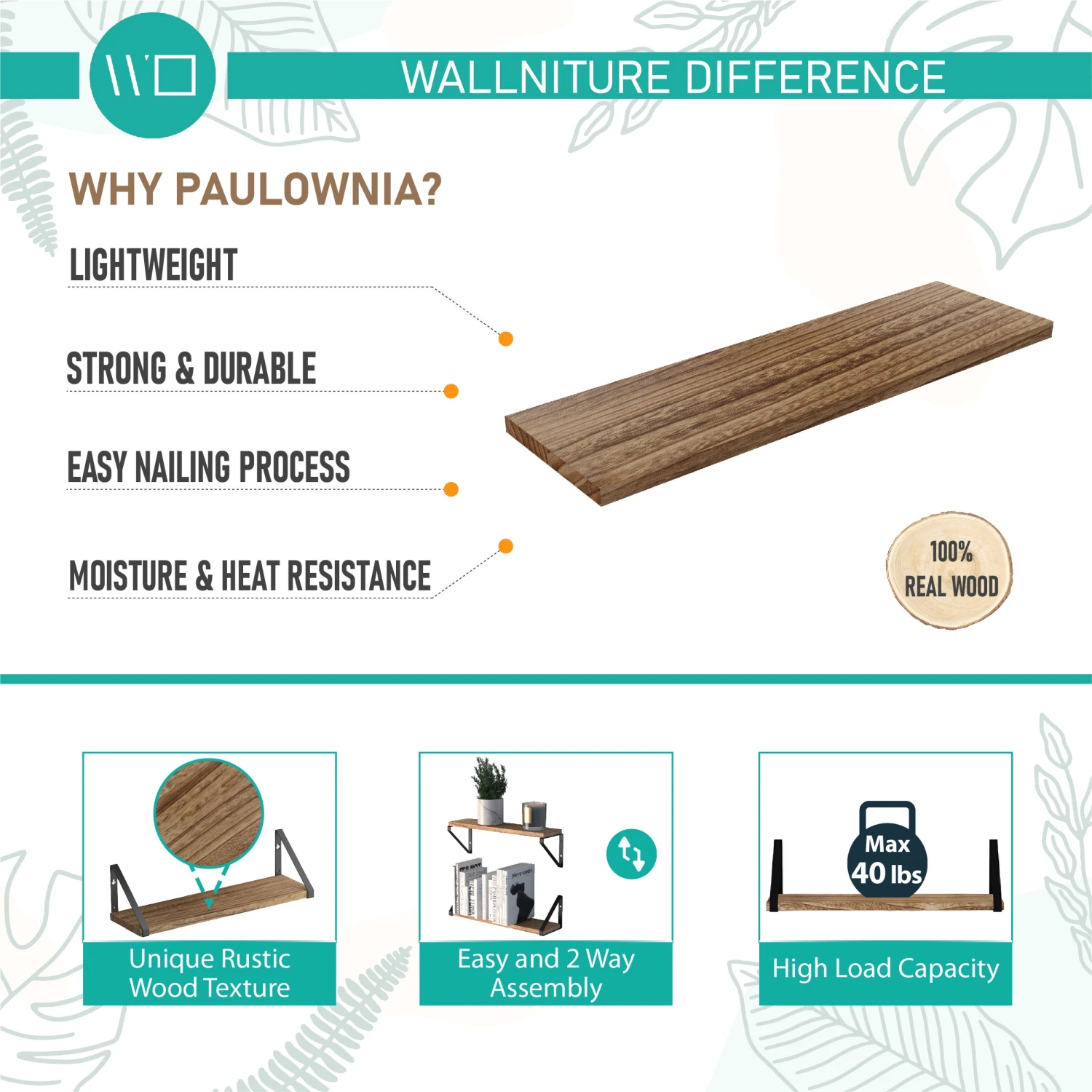 Wallniture Ponza 17" Wall Shelf Rustic Decor Set Of 4 Floating Shelves, Wood, Natural Burned | BigEasyMart.com - Image 3