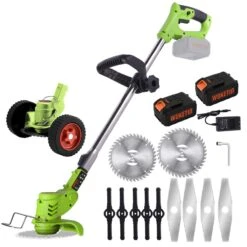 Cordless Grass String Trimmer Lightweight Weed Eater, 21V 3-in-1 Electric Weed Trimmer/Wacker With 2 Batteries | BigEasyMart.com