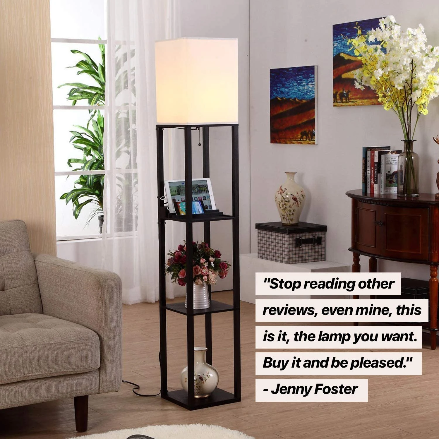 Brightech 63-in Classic Black Shelf Floor Lamp | BigEasyMart.com - Image 3