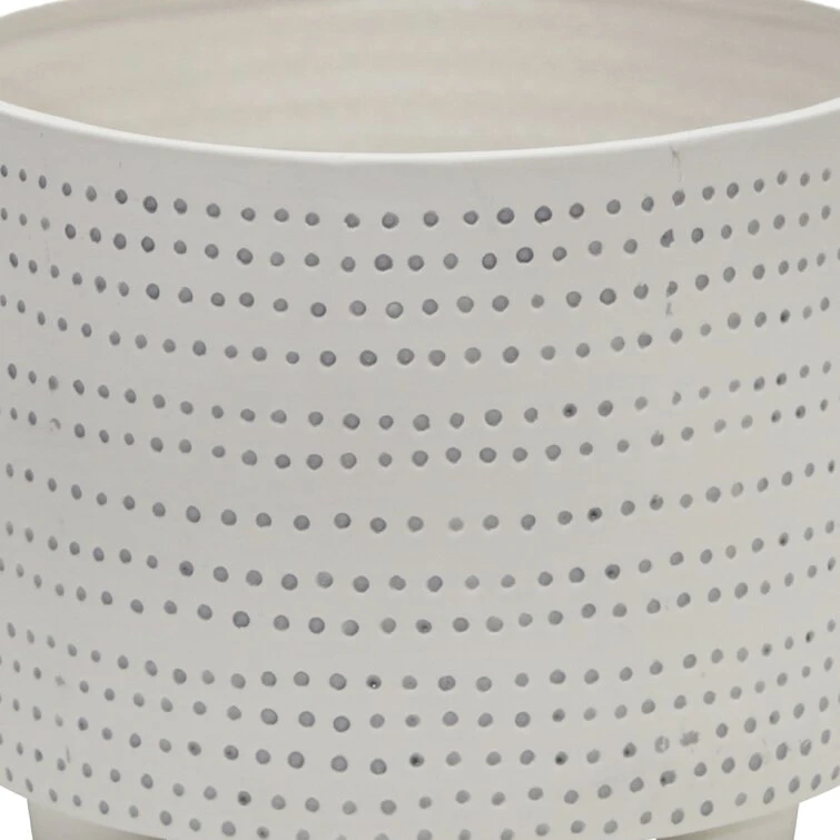 2 Piece Dotted Ceramic Footed Planters For Indoor Use, Beige Set | BigEasyMart.com - Image 3