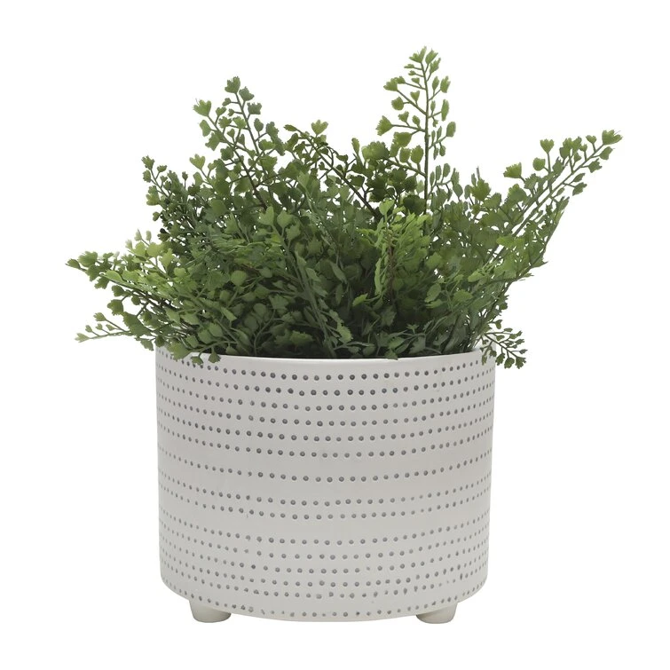 2 Piece Dotted Ceramic Footed Planters For Indoor Use, Beige Set | BigEasyMart.com - Image 8