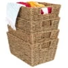 Best Choice Products Set Of 4 Multipurpose Stackable Seagrass Storage Laundry Organizer Baskets W/ Handles - Natural | BigEasyMart.com