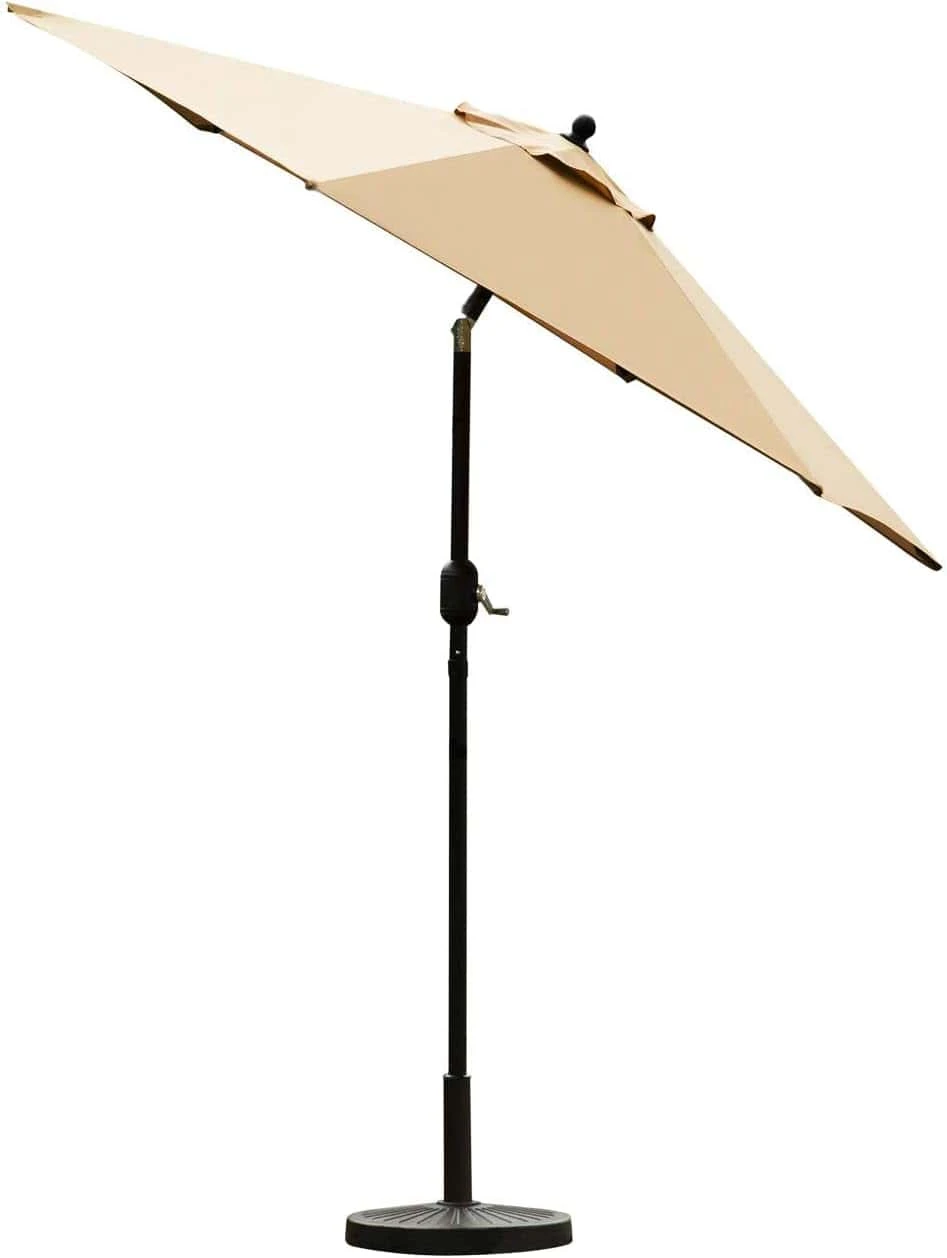 Sunnyglade 7.5' Patio Umbrella Outdoor Table Market Umbrella With Push Button Tilt/Crank, 6 Ribs (Tan) | BigEasyMart.com - Image 2