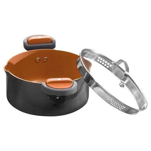 Gotham Steel 5 Quart Stock Multipurpose Pasta Pot With Strainer Lid & Twist And Lock Handles | BigEasyMart.com - Image 2