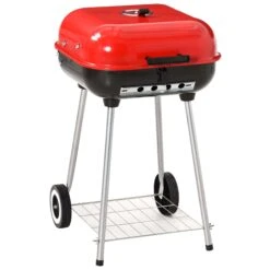 Outsunny 17.75-in W Red Charcoal Grill | BigEasyMart.com
