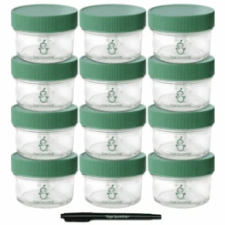 Sage Spoonfuls Glass Big Batch 4oz Glass Baby Food Storage Containers With Twist-Off Lids (12-Pack) | BigEasyMart.com