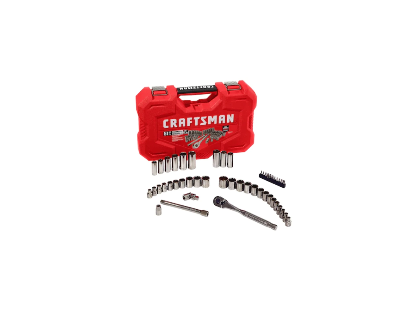 CRAFTSMAN CMMT82334L 51-Piece Standard (SAE) And Metric Combination Gunmetal Chrome Mechanics Tool Set (3/8-in) | BigEasyMart.com - Image 6