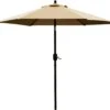 Sunnyglade 7.5' Patio Umbrella Outdoor Table Market Umbrella With Push Button Tilt/Crank, 6 Ribs (Tan) | BigEasyMart.com
