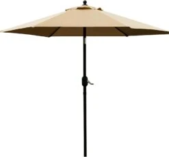 Sunnyglade 7.5' Patio Umbrella Outdoor Table Market Umbrella With Push Button Tilt/Crank, 6 Ribs (Tan) | BigEasyMart.com