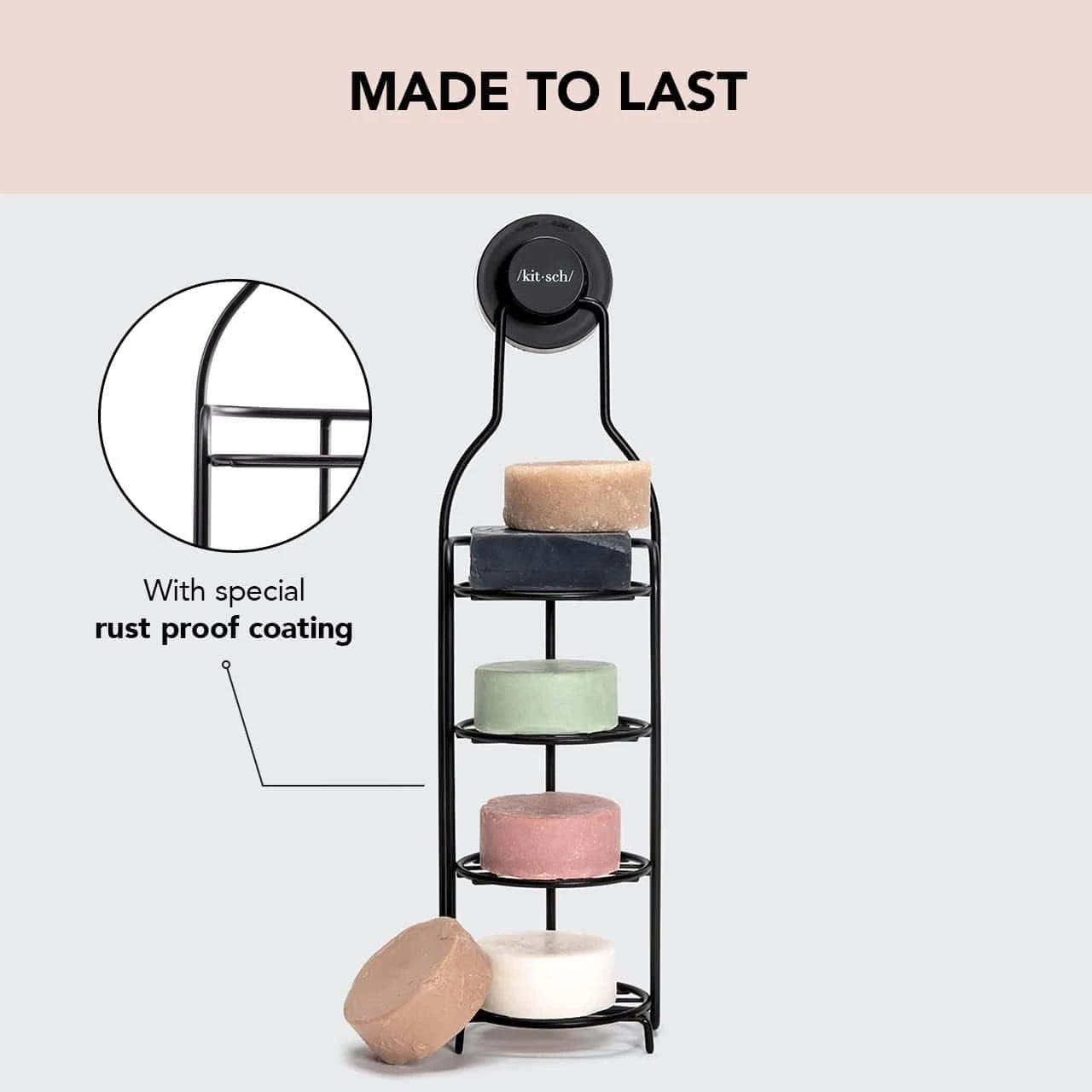 Kitsch Stainless Steel Shower Caddy With Suction Cup - Rust Proof Bar Soap Holder For Shower | BigEasyMart.com - Image 6