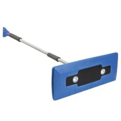 Snow Joe SJBLZD-LED 4-In-1 Telescoping Snow Broom + Ice Scraper, 18-Inch Foam Head, Headlights, Blue | BigEasyMart.com