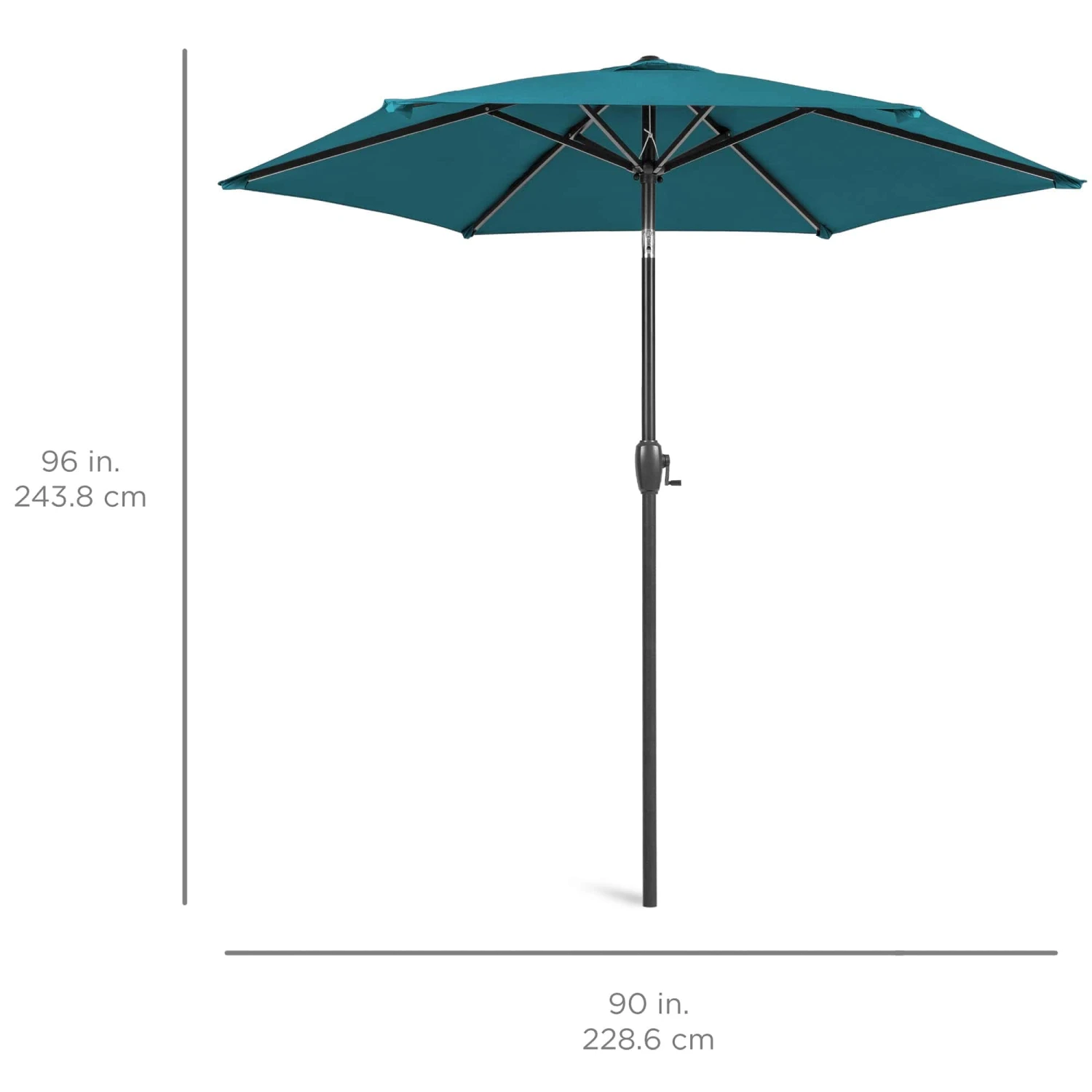 Best Choice Products 7.5ft Heavy-Duty Round Outdoor Market Table Patio Umbrella W/Steel Pole - Cerulean | BigEasyMart.com - Image 2