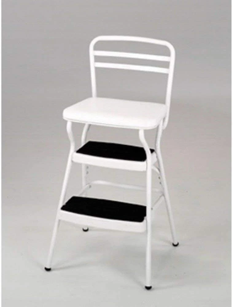 Cosco White Retro Counter Chair / Step Stool With Lift-up Seat | BigEasyMart.com - Image 2