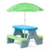 Step2 Sun & Shade Umbrella Kids Picnic Table, Multiple, 32"D X 32"W X 52.25"H | BigEasyMart.com