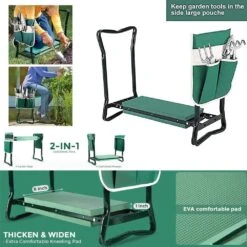 Garden Kneeler And Seat With 1 Tool Pouches, Portable Garden Bench EVA Foam Pad With Kneeling Pad, Protect Knees And Clothes | BigEasyMart.com