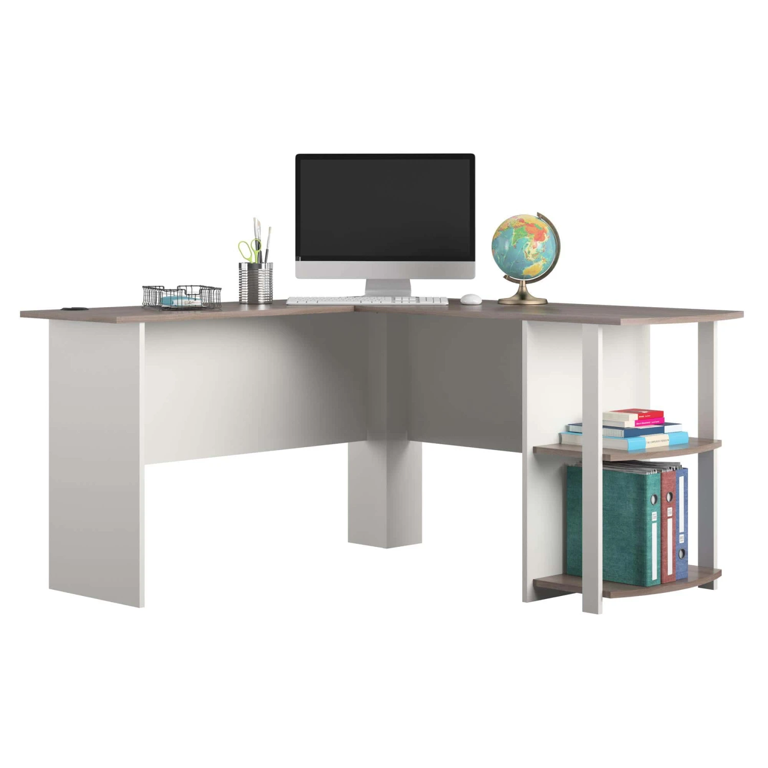 Ameriwood Home Dominic L Desk With Bookshelves, White | BigEasyMart.com - Image 4
