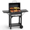 MASTER COOK Charcoal Grill With Two Side Tables, Heavy-duty Steel Barbecue BBQ Grill For Outdoor Picnic Backyard Patio And Parties, Black | BigEasyMart.com
