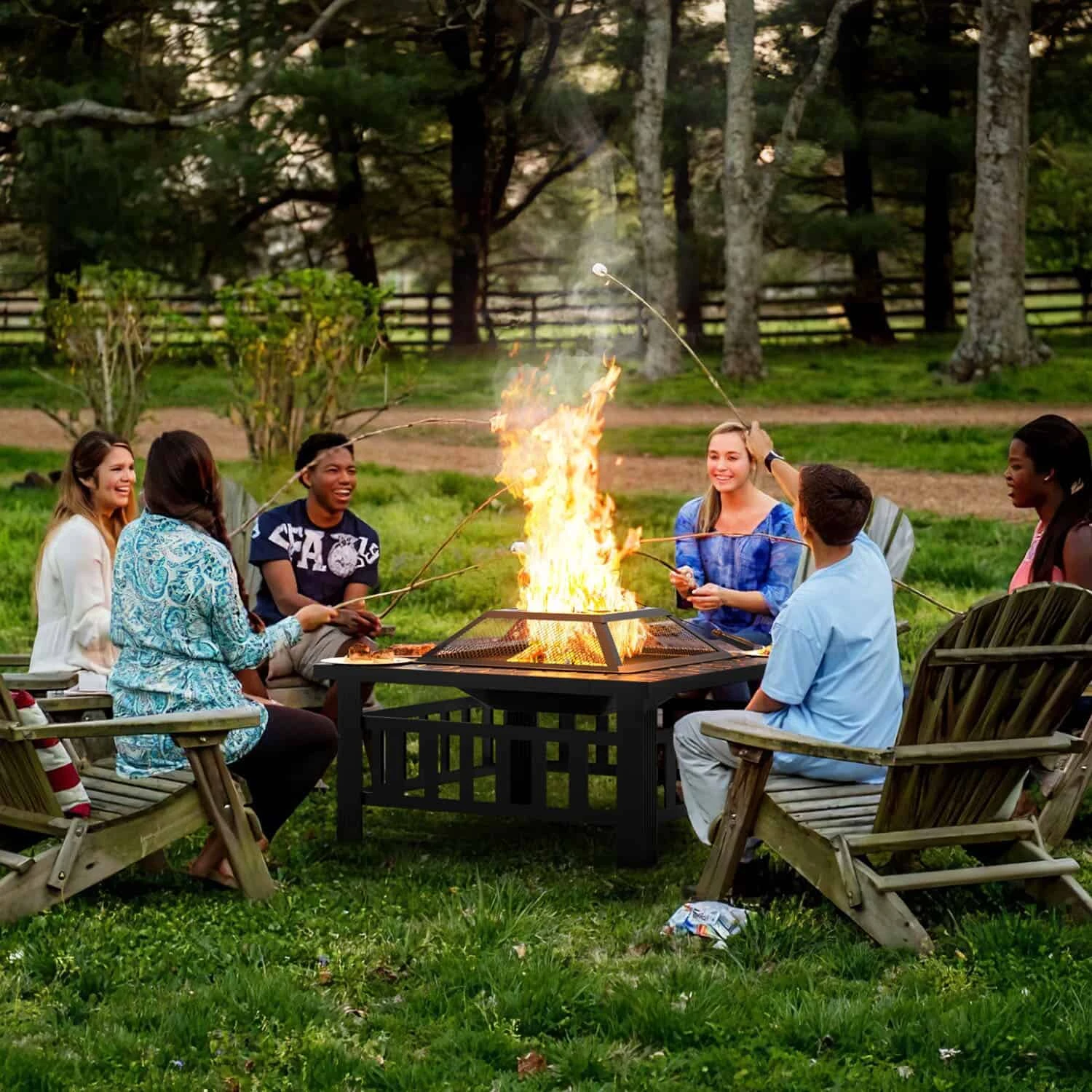 Vineego 32-in W Black Stainless Steel Wood-Burning Fire Pit | BigEasyMart.com - Image 3