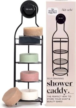 Kitsch Stainless Steel Shower Caddy With Suction Cup - Rust Proof Bar Soap Holder For Shower | BigEasyMart.com