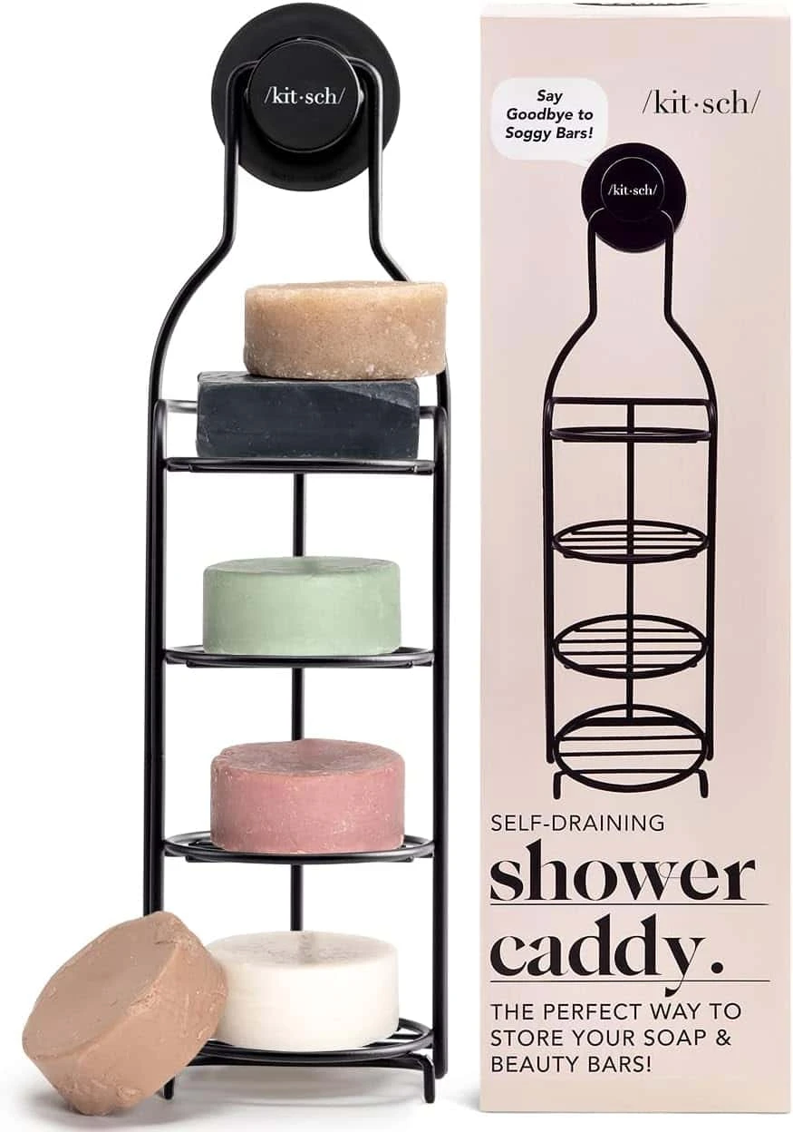 Kitsch Stainless Steel Shower Caddy With Suction Cup - Rust Proof Bar Soap Holder For Shower | BigEasyMart.com