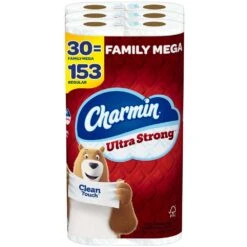 Charmin Ultra Strong Clean Touch Toilet Paper, 30 Family Mega Rolls = 153 Regular Rolls | BigEasyMart.com
