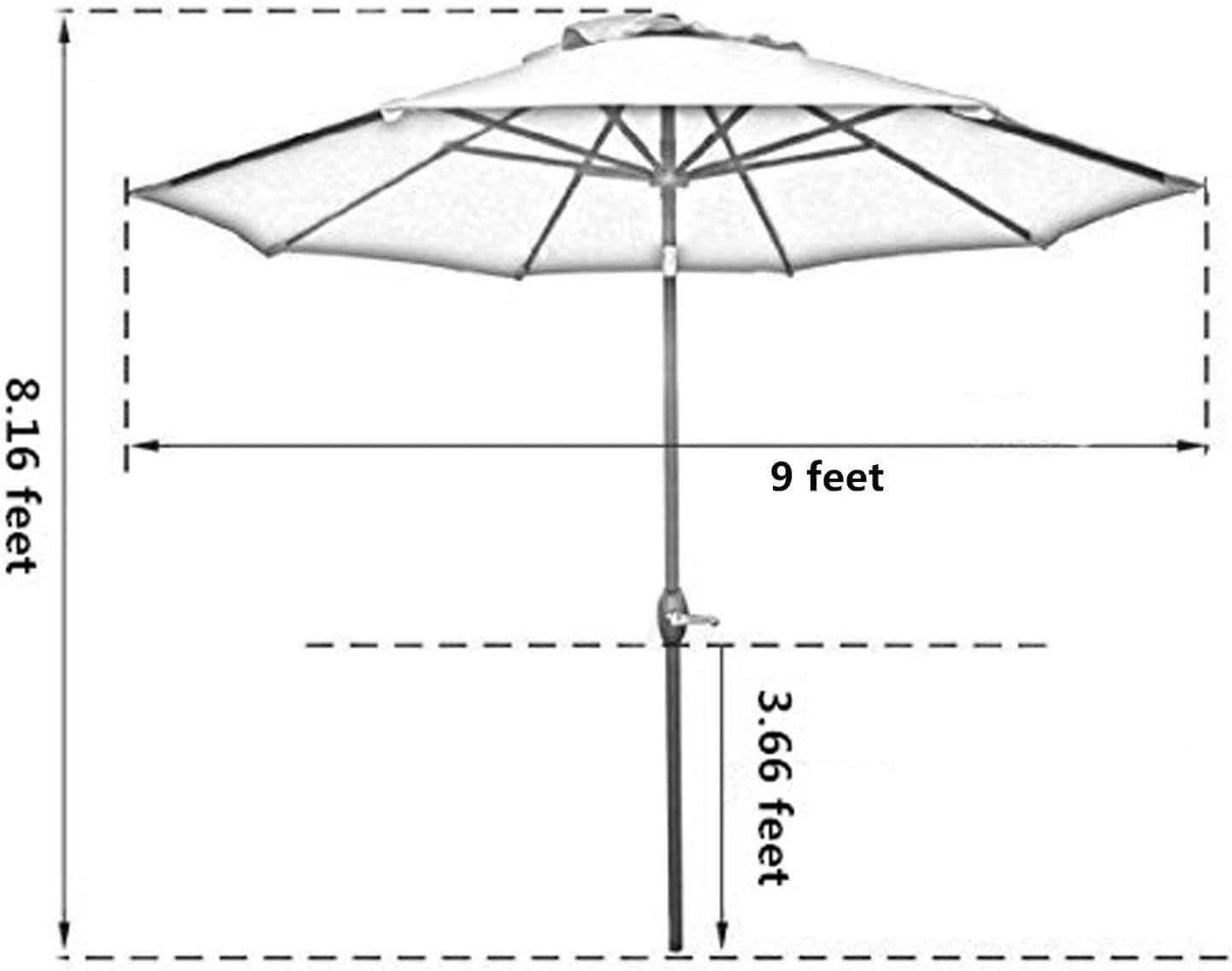 Sunnyglade 9' Patio Umbrella Outdoor Table Umbrella With 8 Sturdy Ribs (Red) | BigEasyMart.com - Image 7