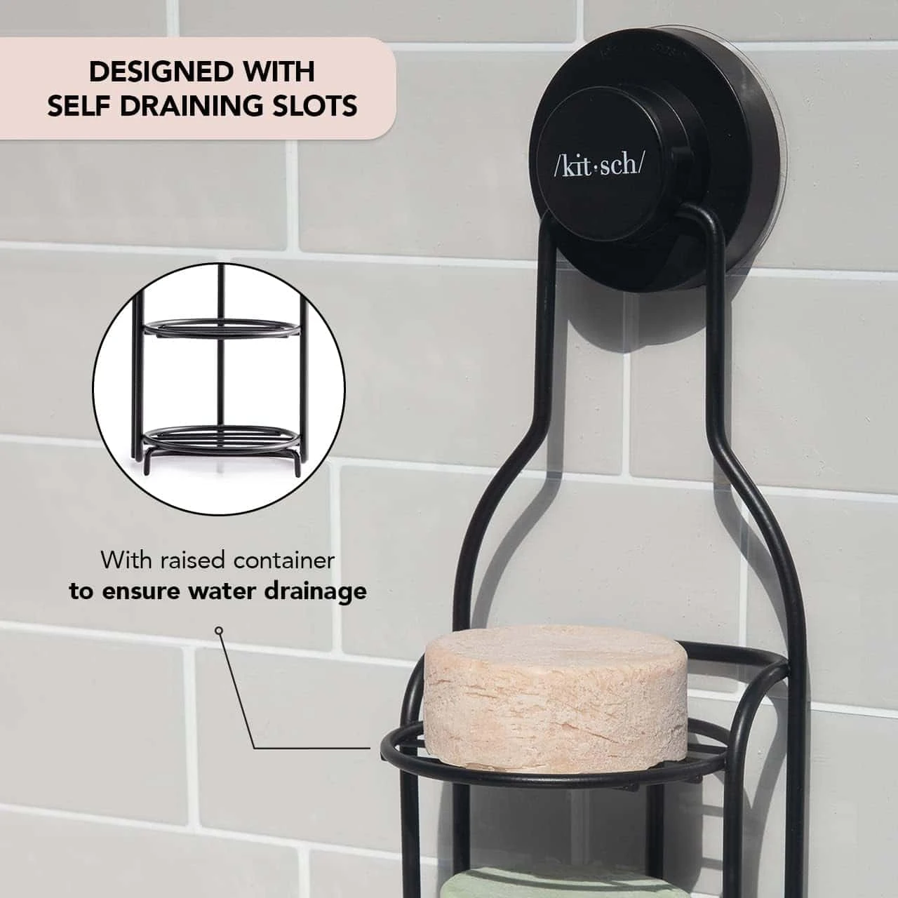 Kitsch Stainless Steel Shower Caddy With Suction Cup - Rust Proof Bar Soap Holder For Shower | BigEasyMart.com - Image 5
