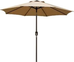 Blissun 9' Outdoor Market Patio Umbrella With Push Button Tilt And Crank, 8 Ribs (Tan) | BigEasyMart.com