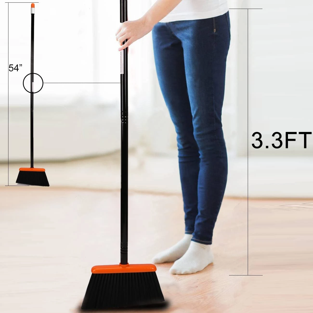 TreeLen Broom And Dustpan Set With 52" Long Handle For Home Kitchen | BigEasyMart.com - Image 2