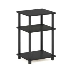 Furinno Just 3-Tier Turn-N-Tube End Table, 1-Pack - Black | BigEasyMart.com