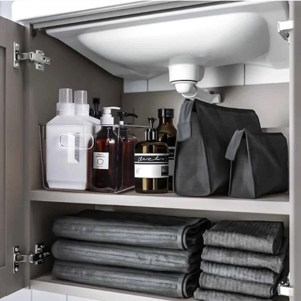 Set Of 8 Clear Plastic Storage Bins, 4 Large And 4 Small Stackable Storage Containers | BigEasyMart.com - Image 3