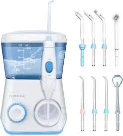 TUREWELL Water Flossing Oral Irrigator, 600ML Dental Cleaner 10 Adjustable Pressure (White) | BigEasyMart.com