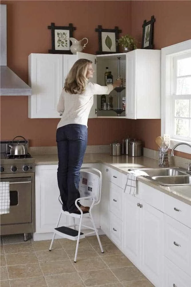 Cosco White Retro Counter Chair / Step Stool With Lift-up Seat | BigEasyMart.com - Image 5