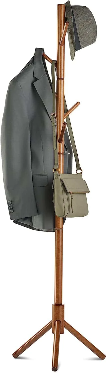 MELDEVO Wooden Tree Coat Rack Stand, 6 Hooks | BigEasyMart.com - Image 6