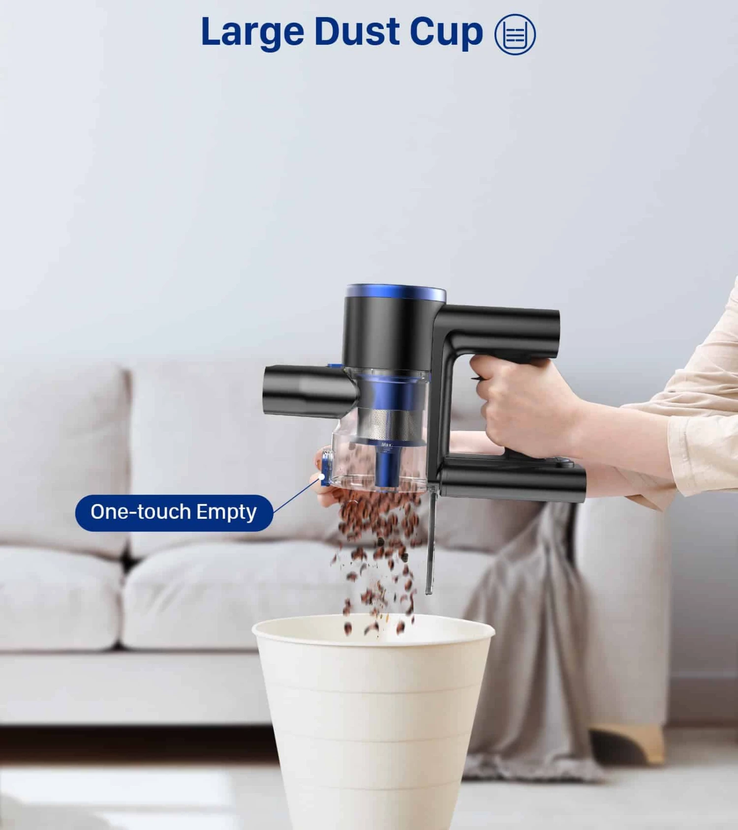 MIBODE Cordless Vacuum Cleaner, Powerful Stick Vacuum With 3 Suction Modes, Max 45Mins Runtime Rechargeable Vacuum | BigEasyMart.com - Image 2