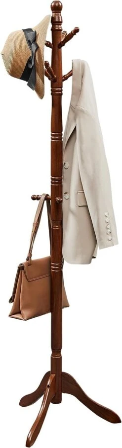 VASAGLE Solid Wood Coat Rack/Stand, Free Standing Hall Coat Tree With 10 Hooks | BigEasyMart.com