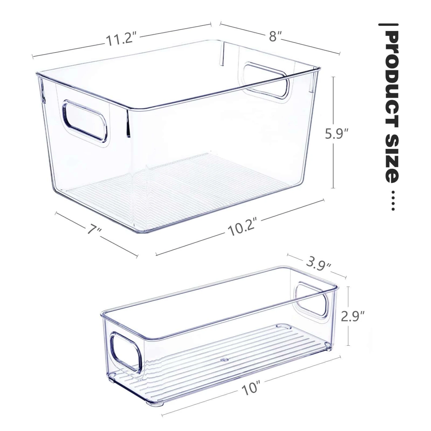 Set Of 8 Clear Plastic Storage Bins, 4 Large And 4 Small Stackable Storage Containers | BigEasyMart.com - Image 2