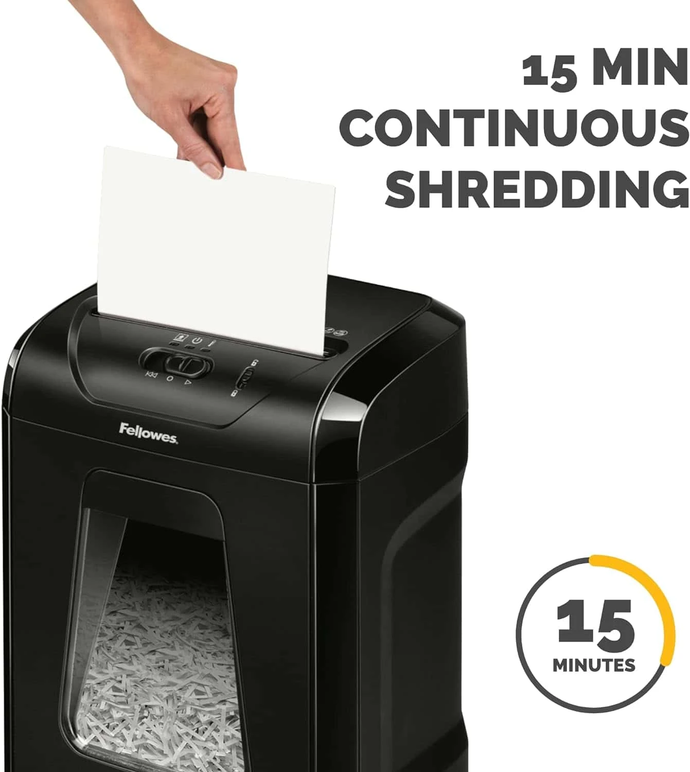 Fellowes Powershred 12C15 12-Sheet Crosscut Paper Shredder For Office And Home With Safety Lock, Black 4014401 | BigEasyMart.com - Image 6