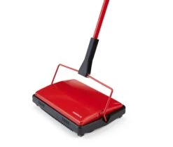 Casabella Electrostatic Floor And Carpet Sweeper, Non-Electric Vacuum Broom And Hand Push Floor Sweeper, Red | BigEasyMart.com